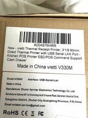 VRETTI V330M Direct Thermal Receipt Printer USB Serial Lan Port Black