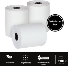 Durable 3 1/8” x 230’ Thermal Paper – 30 Rolls, Biodegradable & Glossy Finish