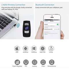 Bluetooth Barcode Scanner Portable Mini 1D Handheld 3-in-1 Reader Windows PC