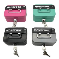 Small Cash Box with Money Tray and Lock, Metal Cash Lock Box with Key