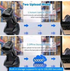 QR Industrial Bluetooth Barcode Scanner with Wireless Charging Stand, Wireless