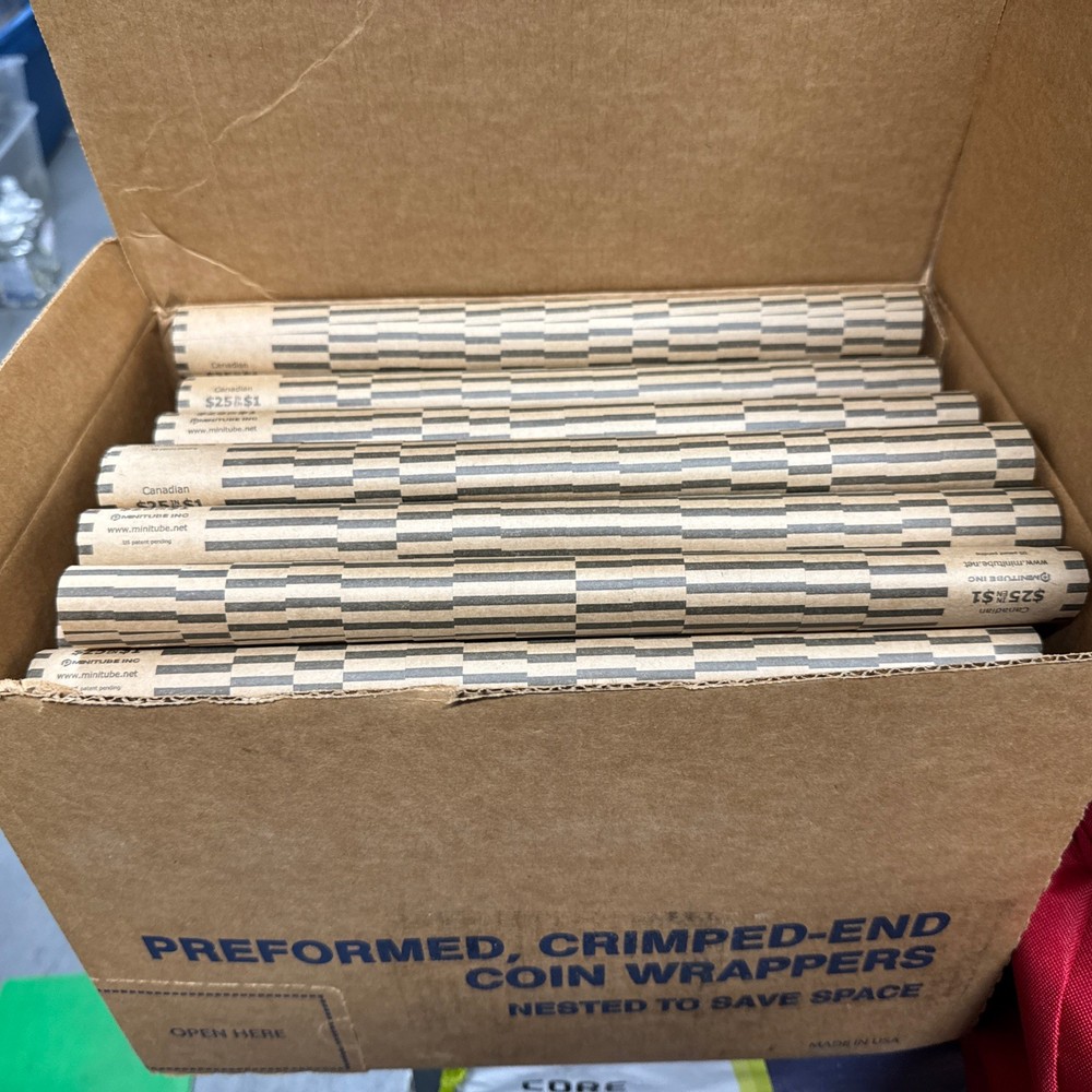 1000 Preformed Coin Kraft Wrappers For Canada Loonie / US Small Dollar Size NEW