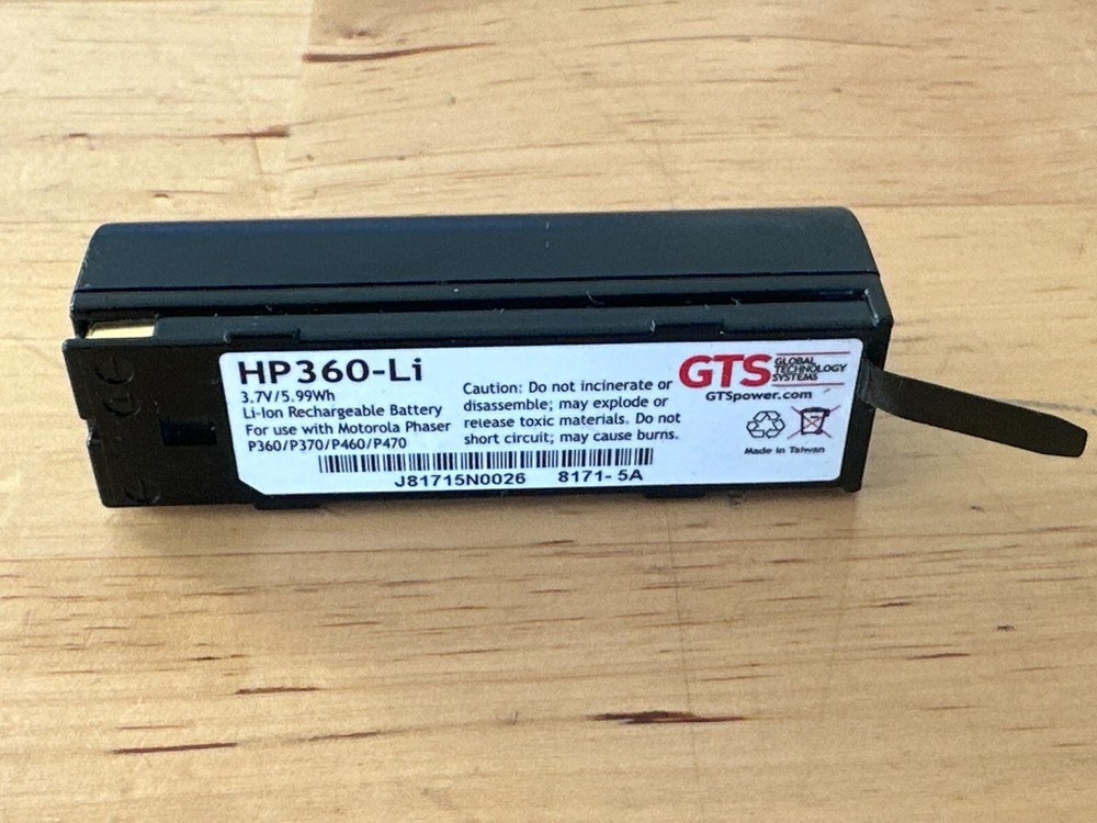 GTS BATTERIES, Motorola PHASER P360/370/460/470, HP360-Li, 3.7V/5.99Wh Battery