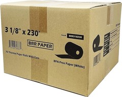 3-1/8&Prime; x 230&prime; THERMAL POS RECEIPT PRINTER 75 ROLLS PAPER BPA FREE USA ROLL 52GSM