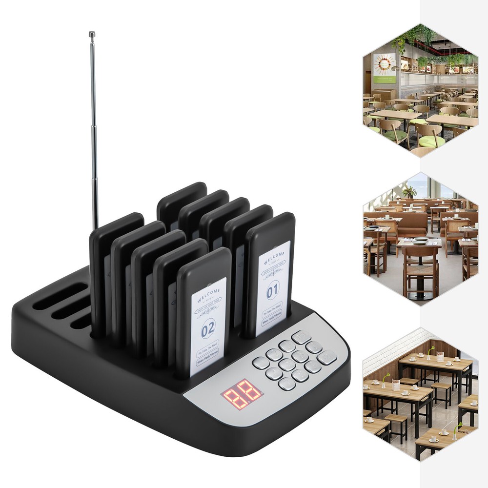 Restaurant Pager System Guest Queuing 10 Buzzer for Food Truck Clinic Club Cafe