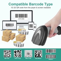 Barcode Scanner, Handheld QR Scanner USB Wired Connection 1D 2D&PDF417 Data M…