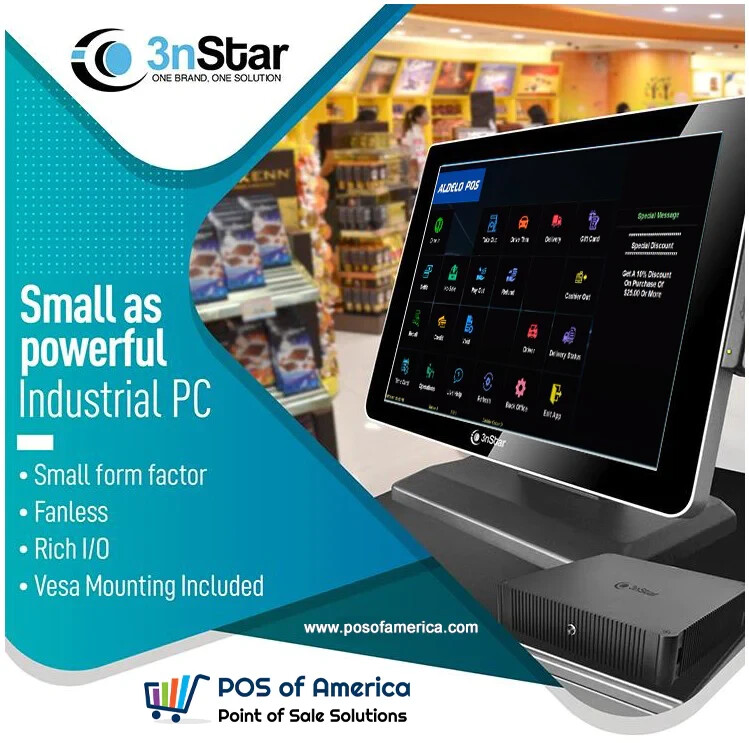 Aldelo 3nStar POS Bundle i3 8GB 240GB SSD Touchmonitor + MiniPC Windows 10