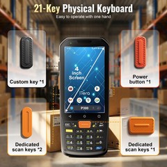 Android 13 Barcode Scanner PDA P300 HS7 4&Prime; Touchscreen IP66 Rugged