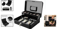 0.9mm Thick Metal Cash Box with Key Lock – Portable & Secure Money Storage