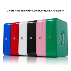 Metal Cash Box With Money Tray Key Lock Blue 11.8×9.5×3.5 Inch Storage Box