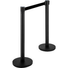VEVOR 6PCS Black Belt Stanchion Queue Posts Stand Rope Retractable Crowd Barrier