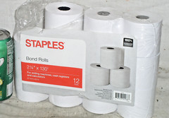 11 NEW STAPLES 28403 PAPER BOND ROLLS 2-1/4&Prime; INCH x 130 FEET OPEN 12 PACK (11)