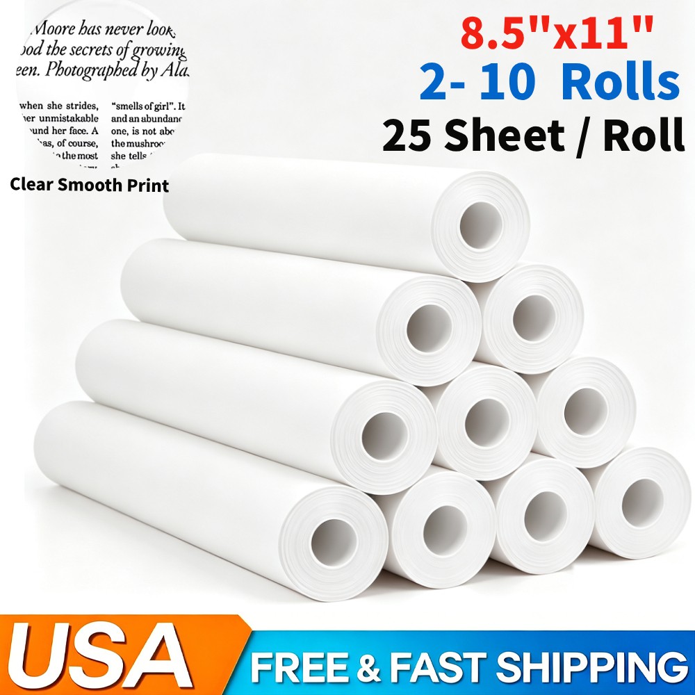 10 Rolls A4 Thermal Printer Paper 8.5&Prime;x11&Prime; US Letter White for M08F M832