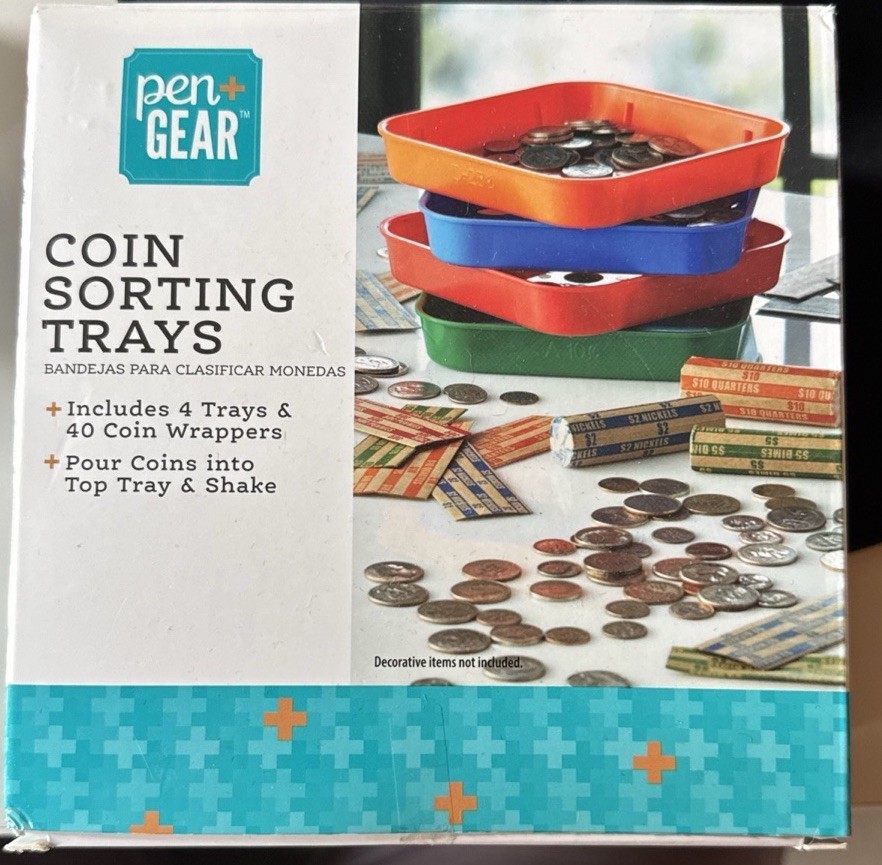 Pen Gear Coin Sorting Trays Includes 4 Trays 20 Coin Wrappers