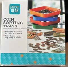 Pen Gear Coin Sorting Trays Includes 4 Trays 20 Coin Wrappers