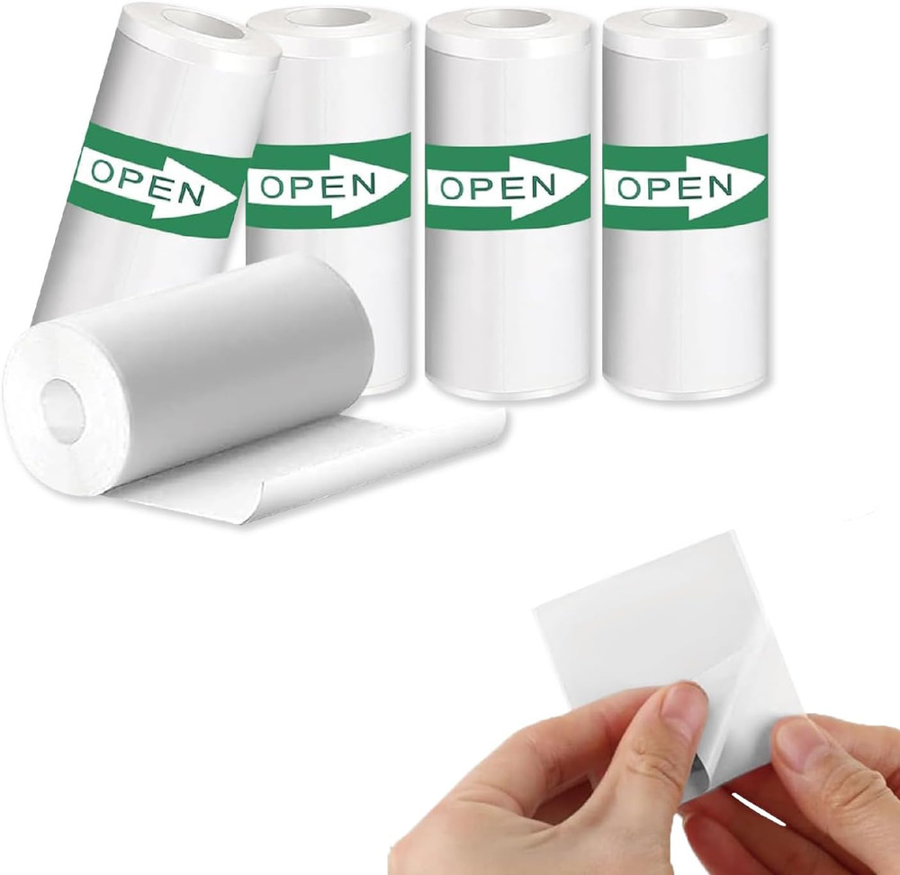 5 Rolls Self-Adhesive Thermal Paper for Mini Portable Printers, 57x25mm, Ther…