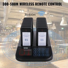 20 Pagers Wireless Calling System with Touch Keyboard & Vibration & Flashing