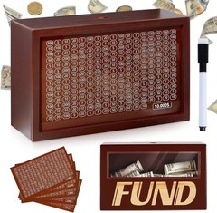 Money Saving Box Wooden Money Box for Cash 10000 Savings Challenge Box Coin Bank