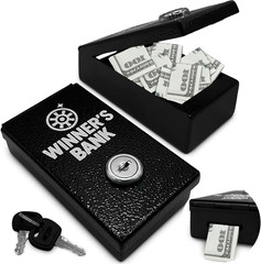 Winners Bank – Pocket Safe Cash Box for Gamblers with Key – Portable Metal Casin