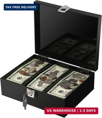 Acrylic Lockable Cash Storage Box 3 Slots Money Holder Cash Organizer Currency T
