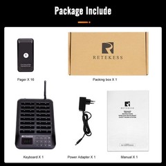 Retekess TD157 Restaurant Pager Calling Queuing System 16 Buzzer Cafe Clinic Bar