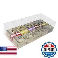 Nadex Clear Currency Tray, 5 Compartment Cash Organizer Money Storage Box, 300