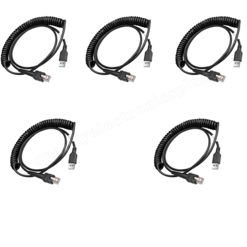 5PCS 3M Spring Coiled Cable CAB-3600-UNC3 For Zebra DS3608 LI3678 LI3608 Scanner