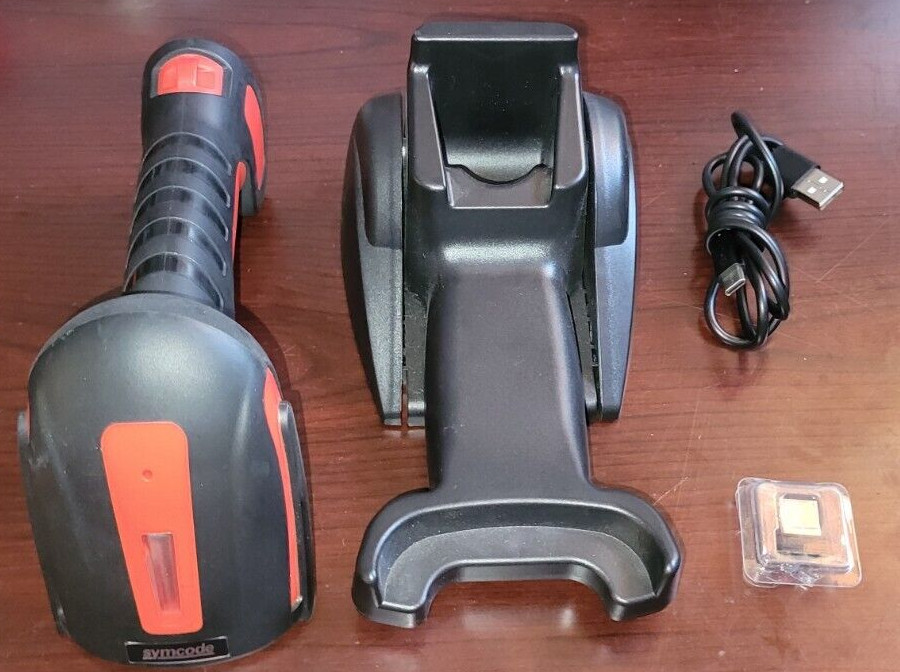 SYMCODE MJ-2020DB INDUSTRIAL BARCODE SCANNER + CRADDLE + USB RECEIVER + CABLE