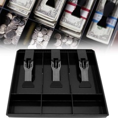 Cash Register Drawer Insert Tray 3 Bill 3 Coin Compartments Plastic Clip Black