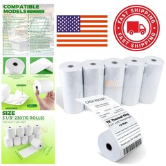 Thermal Receipt Paper 3 1/8 Inch x 230 Feet 10 Rolls Biodegradable Glossy Finish