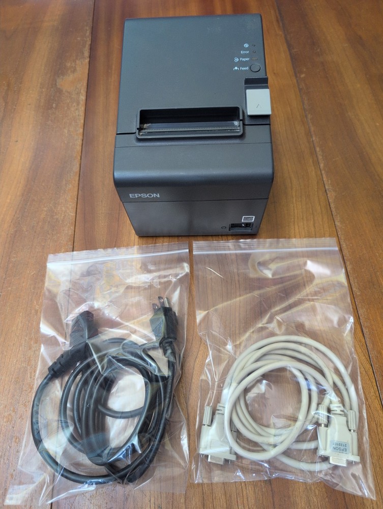 EPSON TM-T20 THERMAL RECEIPT PRINTER, POWER CORD & 9-PIN CONNECT CABLE INCLUDED