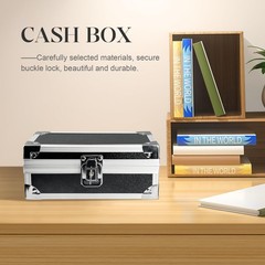 Lockable Cash Box With Key Aluminum Money Storage Box Currency Tray Organizer