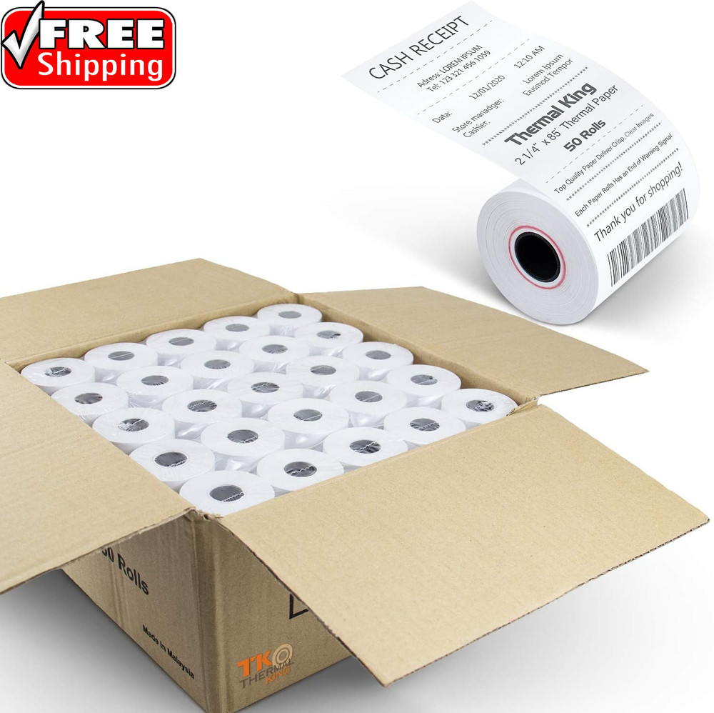 (50 Rolls) 2 1/4&Prime; X 85&prime; Thermal Paper, POS Receipt Paper for Retail Business Cas