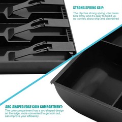 Cash Register Drawer Insert Tray with 4 Bill/3 Coin Compartments for Money St…