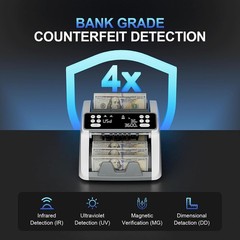 Money Counter Machine with Value Count, UV/MG/IR/MT/DD Counterfeit Bill Detectio