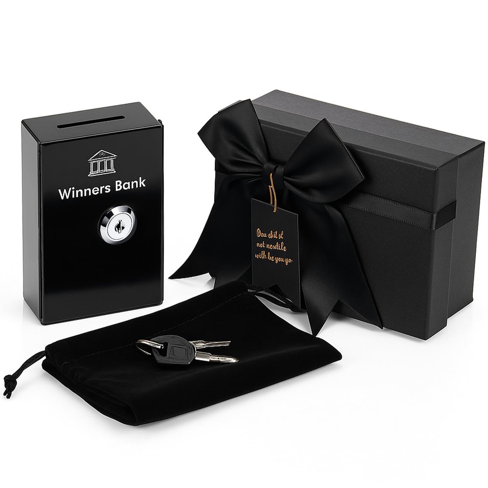 3 PCS Metal Cash Box Pocket Size Winners Bank Black Small Portable Money Slot