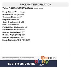 Zebra DS4608-SR7U3200SGW DS4608-SR 2D Corded USB Scanner Stand Kit – 1D, 2D