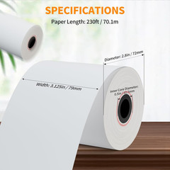 3 1/8 » x 230ft&rsquo; Thermal Paper Receipt 10 Rolls, Receipt Paper POS Cash Register