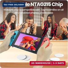 50 Pcs NFC Tags NTAG215 – Blank Rewritable NFC Cards, 504 Bytes Memory, Compatib