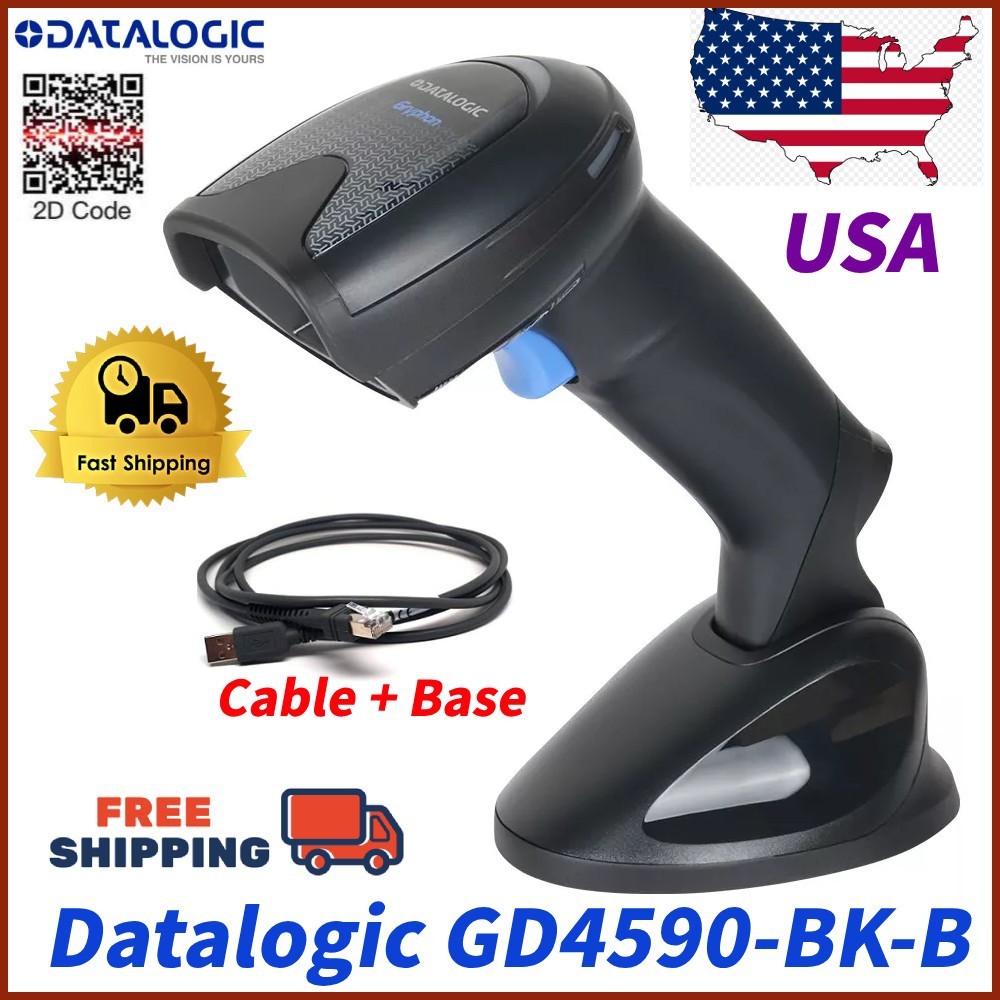 Datalogic Gryphon GD4590-BK-B USB All-in-One 2D Barcode Scanner With Base USA