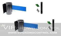 WALL MOUNT STANCHIONS, 2 PCS PACKAGE AISLEWAY 156&Prime; BLUE BELT, VIP CROWD CONTROL