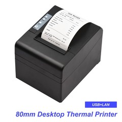 Thermal Receipt Printer 80mm Desktop Direct Thermal Printing USB+LAN Connec IAOJ