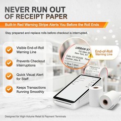 Square Terminal Paper Rolls 2 1/4&Prime; x 55&prime; – BPA Free Thermal Receipt Paper for…