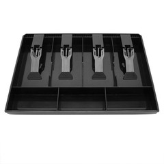 Black Cash Register Drawer Insert Tray, 4 Bill, 3 Coin, Money Storage, TIll