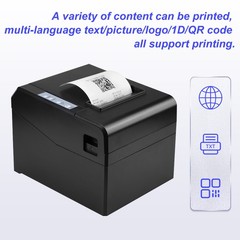 Thermal Receipt Printer 80mm Desktop Direct Thermal Printing USB+LAN Connec IAOJ