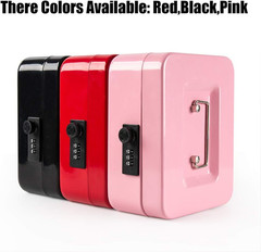 Medium Cash Box with Combination Lock Safe Metal Money Box with Money Tray for S