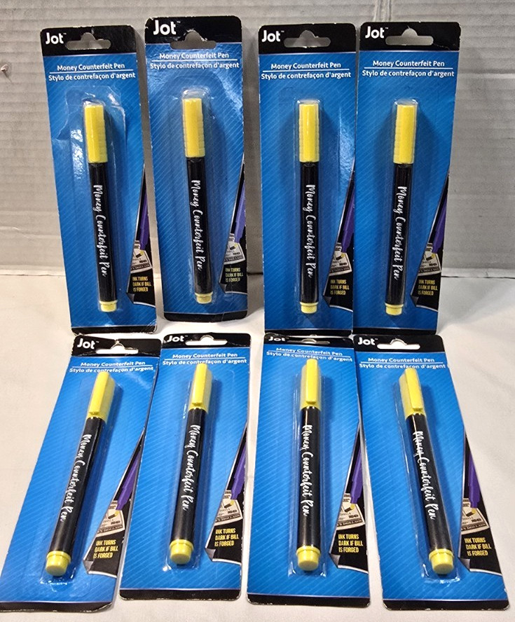 Money Counterfeit Detection Testing Pen -LOT of 8- by JOT