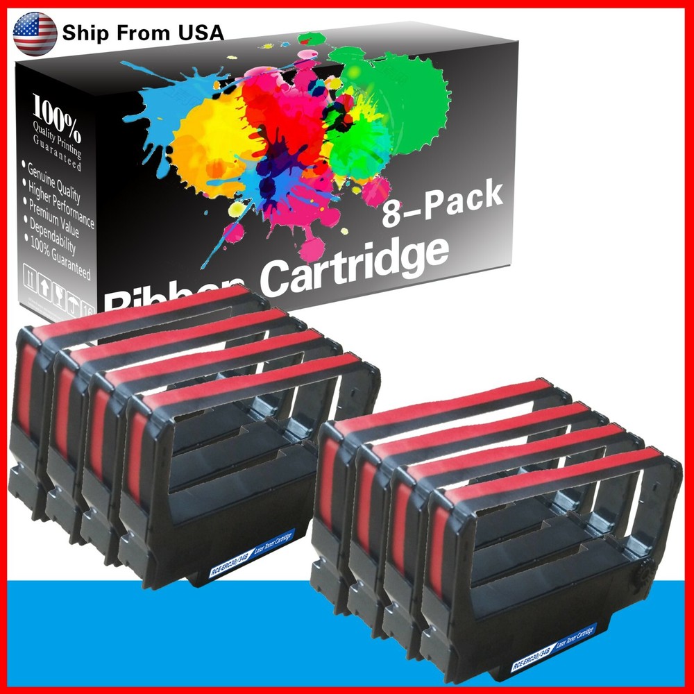 8 PK Epson ERC-30 Black Red POS Ribbon ERC30 TM-300C TM-300D TM-300PD TM-300