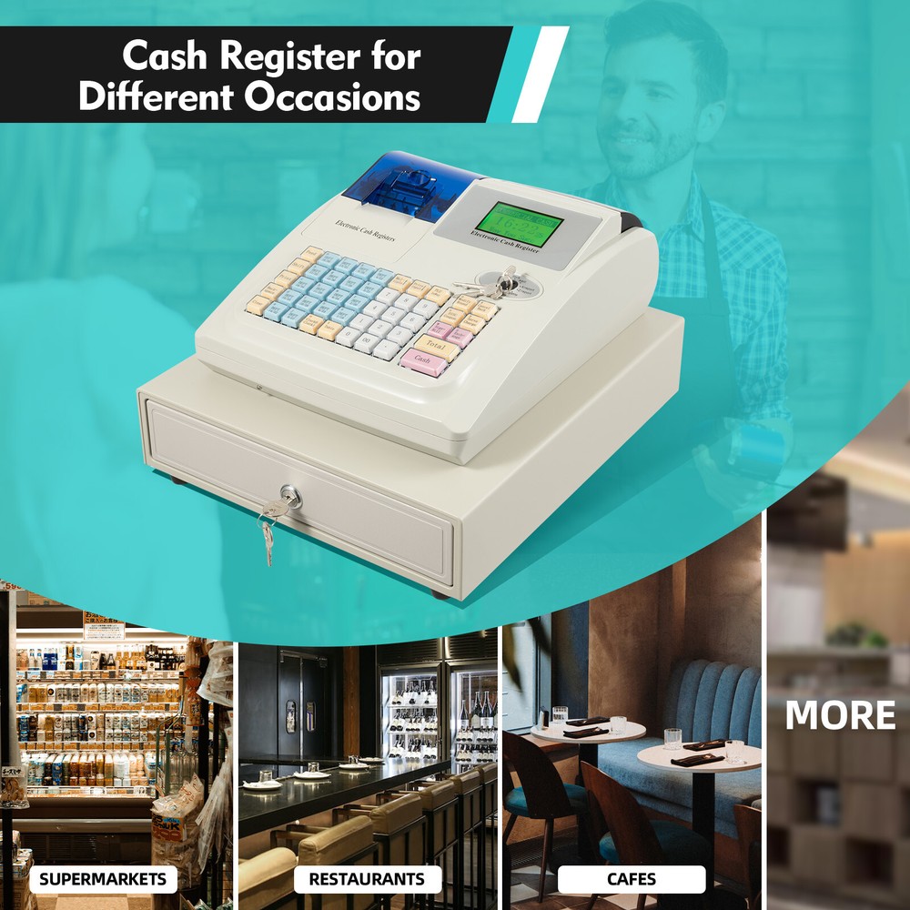 48 Keys Till Fully System Electronic Cash Register / POS System Management NEW