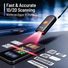 Barcode Scanner 2D Portable Wireless: BT 2.4G USB Pocket Reader, 1200 | , 1.4…